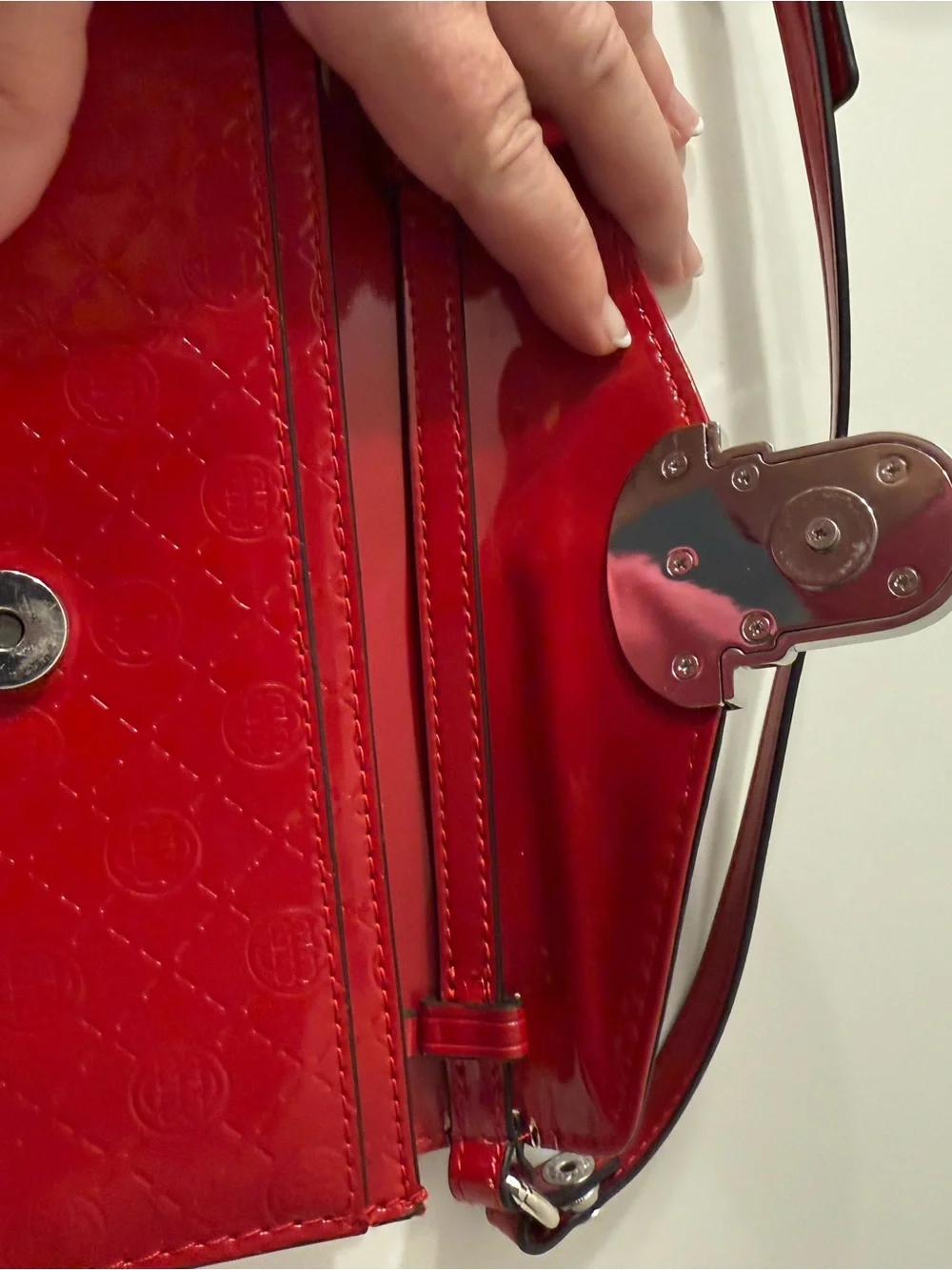 Dana Buchman Red Leather Crossbody with Silver-Tone Lock
